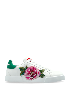 Dolce & Gabbana SPORTS SHOES WITH A FLORAL MOTIF 花柄靴 ロゴ Dolce & Gabbana Portofino Floral-Print Sneakers | Sendegaro US